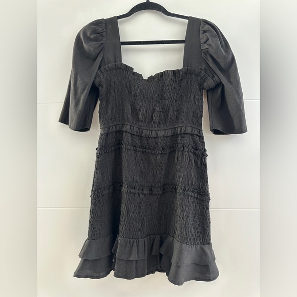 Favlux Black Puff Sleeve Square Neck Mini Dress | Size L - Picture 9 of 13